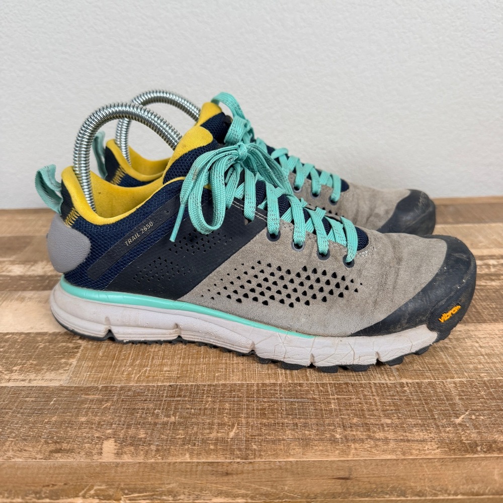 Danner Trail 2650 Hiking Shoes Women 7.5 Gray Blue Spectra Yellow Vibram Low Top